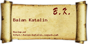 Balan Katalin névjegykártya